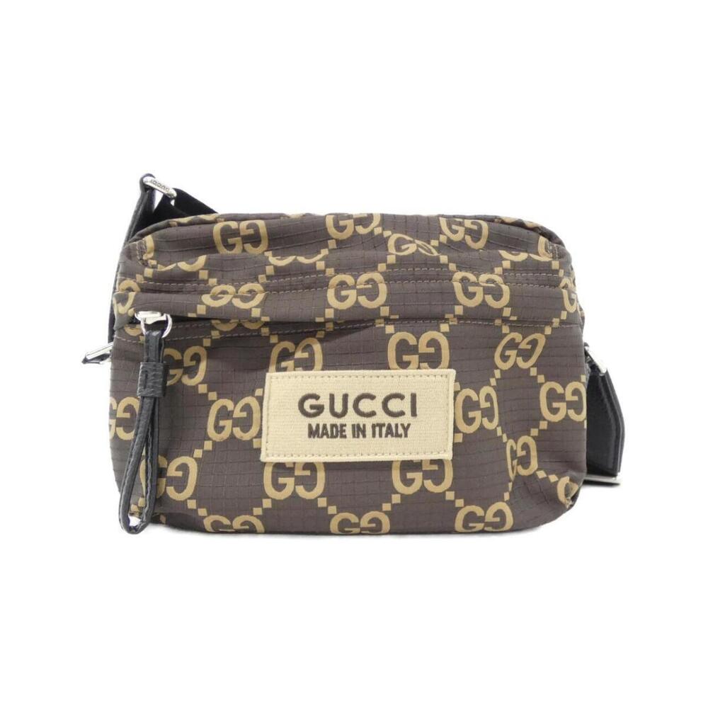 Gucci GG Ripstop Crossbody Bag ebony beige prominent logo Brown
